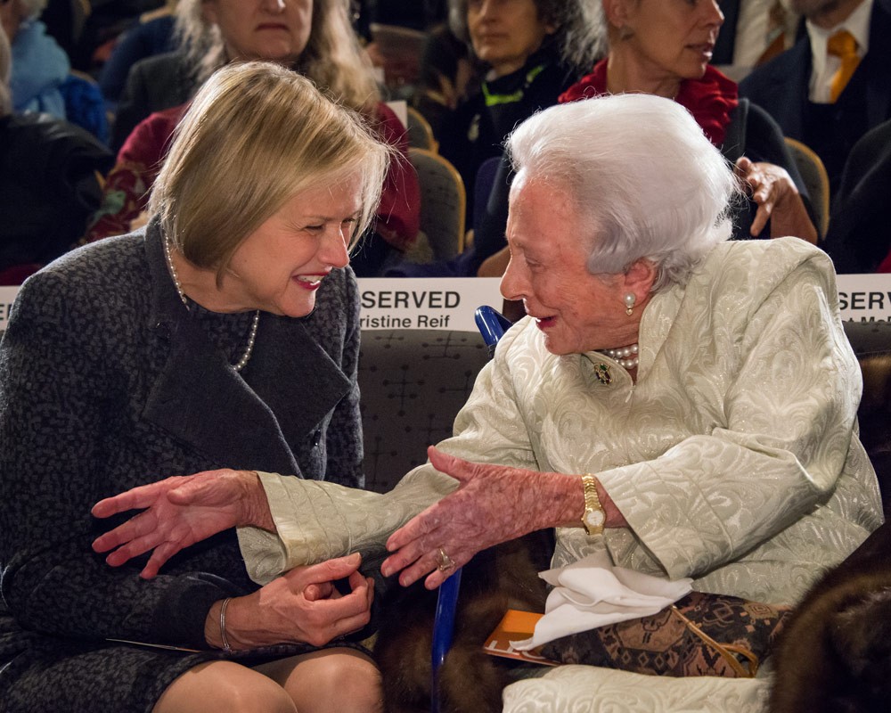 Christine Reif and Margaret McDermott at 2014 McDermott Award Recipent Olafur Eliasson's Public Lecture. Credit: L. Barry Hetherington.