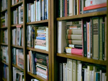 Shelves of books.