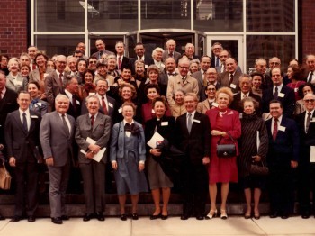 A group poses for a photo.