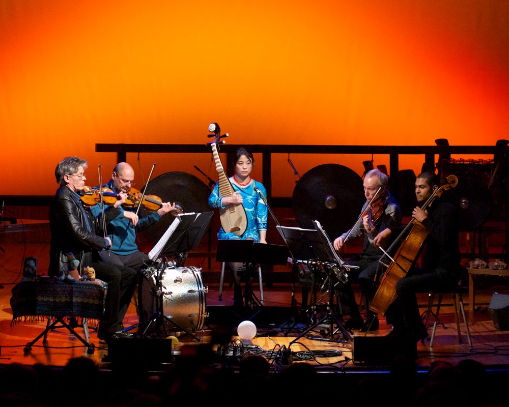 Kronos Quartet, Bang on a Can All-Stars Wu Man, Gamelan Galak Tika and the MIT Chamber Chorus, New Music Marathon, 2011. Photo: Andy Ryan