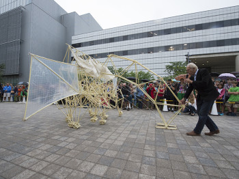 Theo Jansen and Animaris Ordis, Strandbeest, MIT Media Lab, 2015. Photo: Andy Ryan.