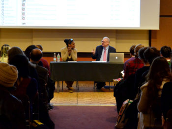 Audra McDonald in conversation with Martin Marks and MIT students. Credit: HErickson/MIT.